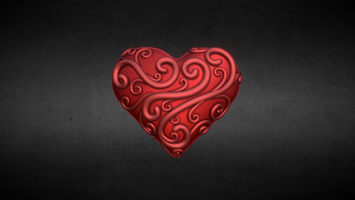Heart with Scrolls 3D Model