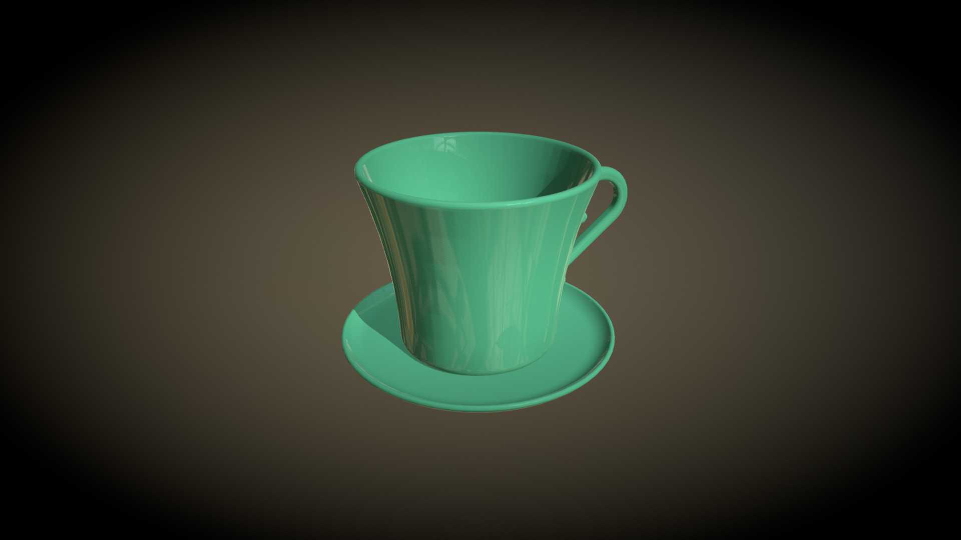 3D model Cup - This is a 3D model of the Cup. The 3D model is about a green cup on a green plate.
