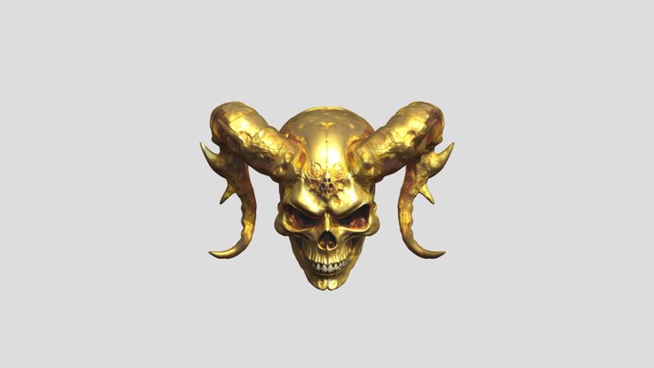 perfect golden skull of a demon lord 3D Model