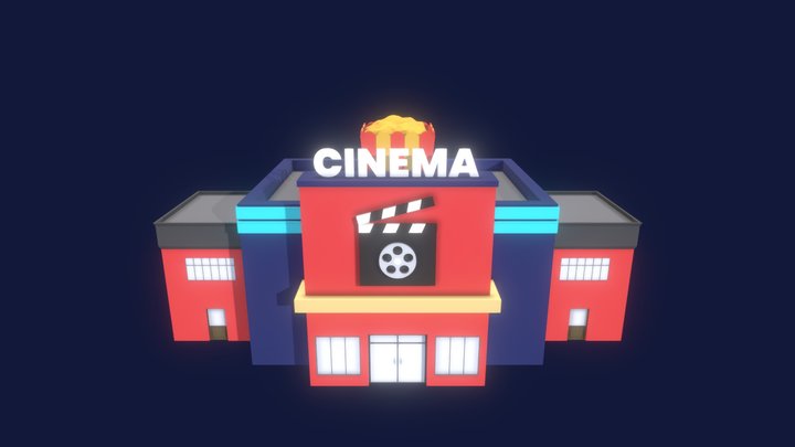 Cinema - low-poly building 3D Model