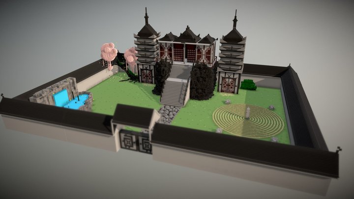 Templo Japón (voxel art) 3D Model