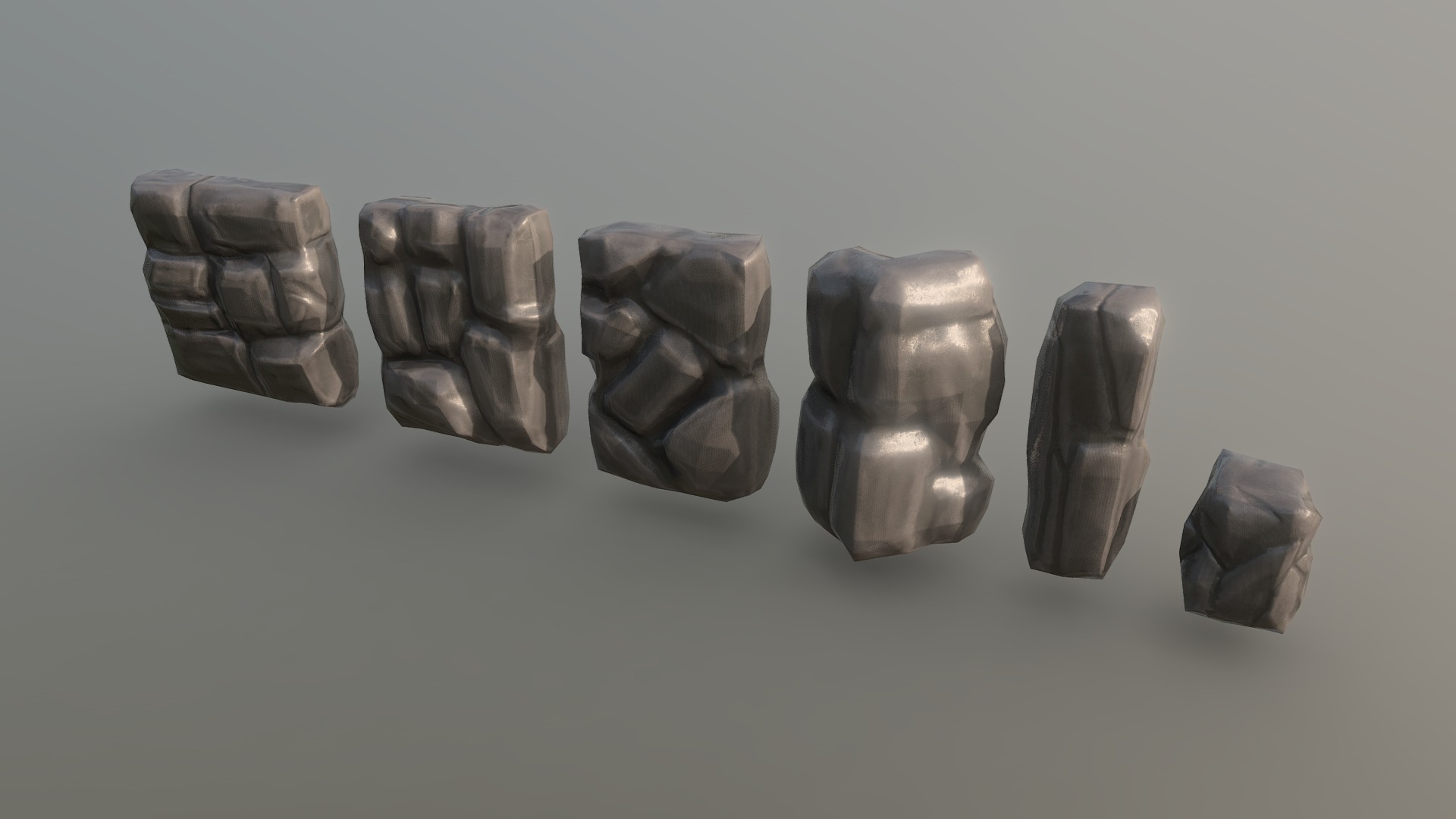 3D model Wall Stone Stylized - This is a 3D model of the Wall Stone Stylized. The 3D model is about a group of black and silver objects.