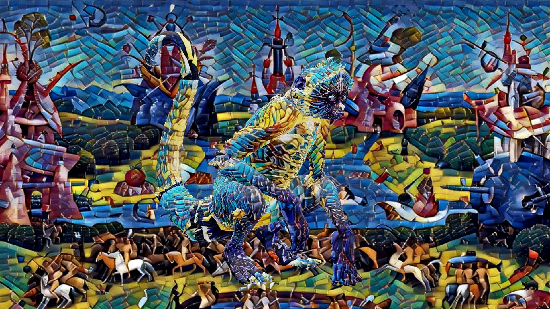 Bored Monkey  ( H. Bosch / V. van Gogh Mashup )