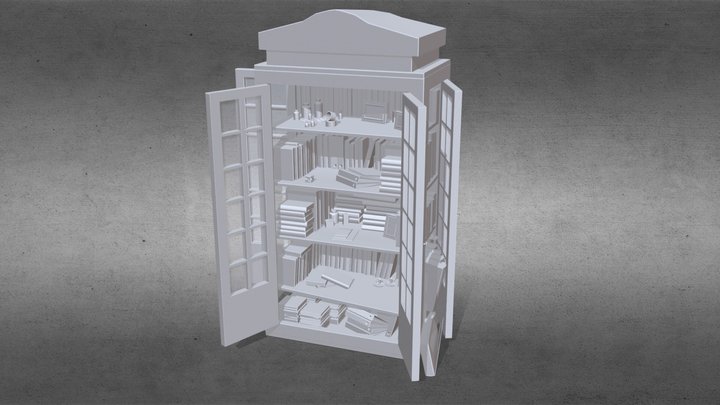 QUEST 3 Density. Red phone booth cabinet 3D Model