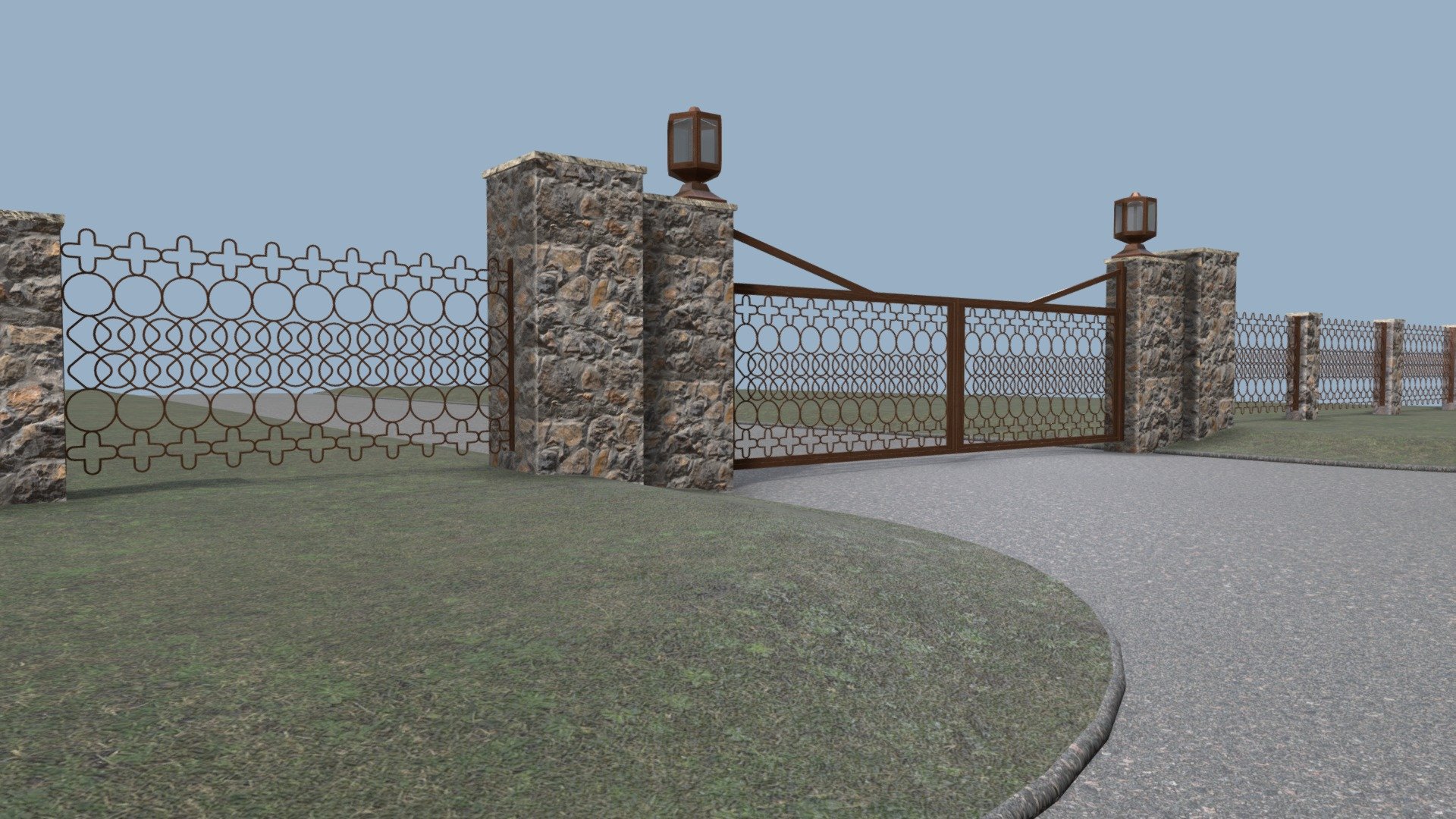 Rusty Entrance Gate Download Free 3D model by jimbogies [fa463aa