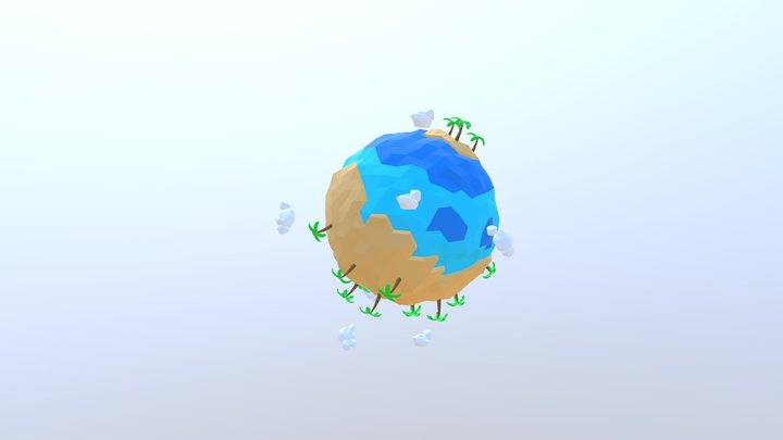 Low Poly Planet Beach 3D Model