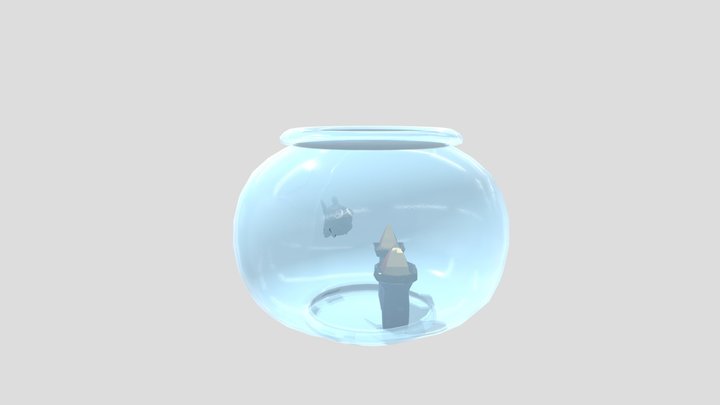 Zombie Goldfish, bowl and castle 3D Model