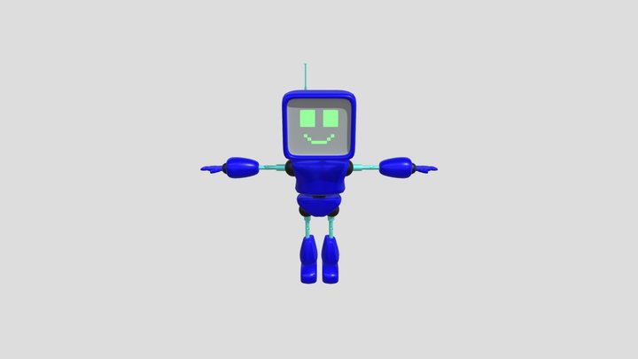 Cute Little Blue Robot 3D Model