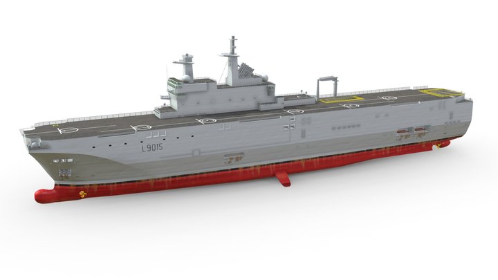 Mistral class LHD BPC Amphibious Assault Ship 3D Model