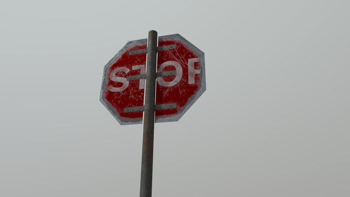 Stop Sign Axe 3D Model