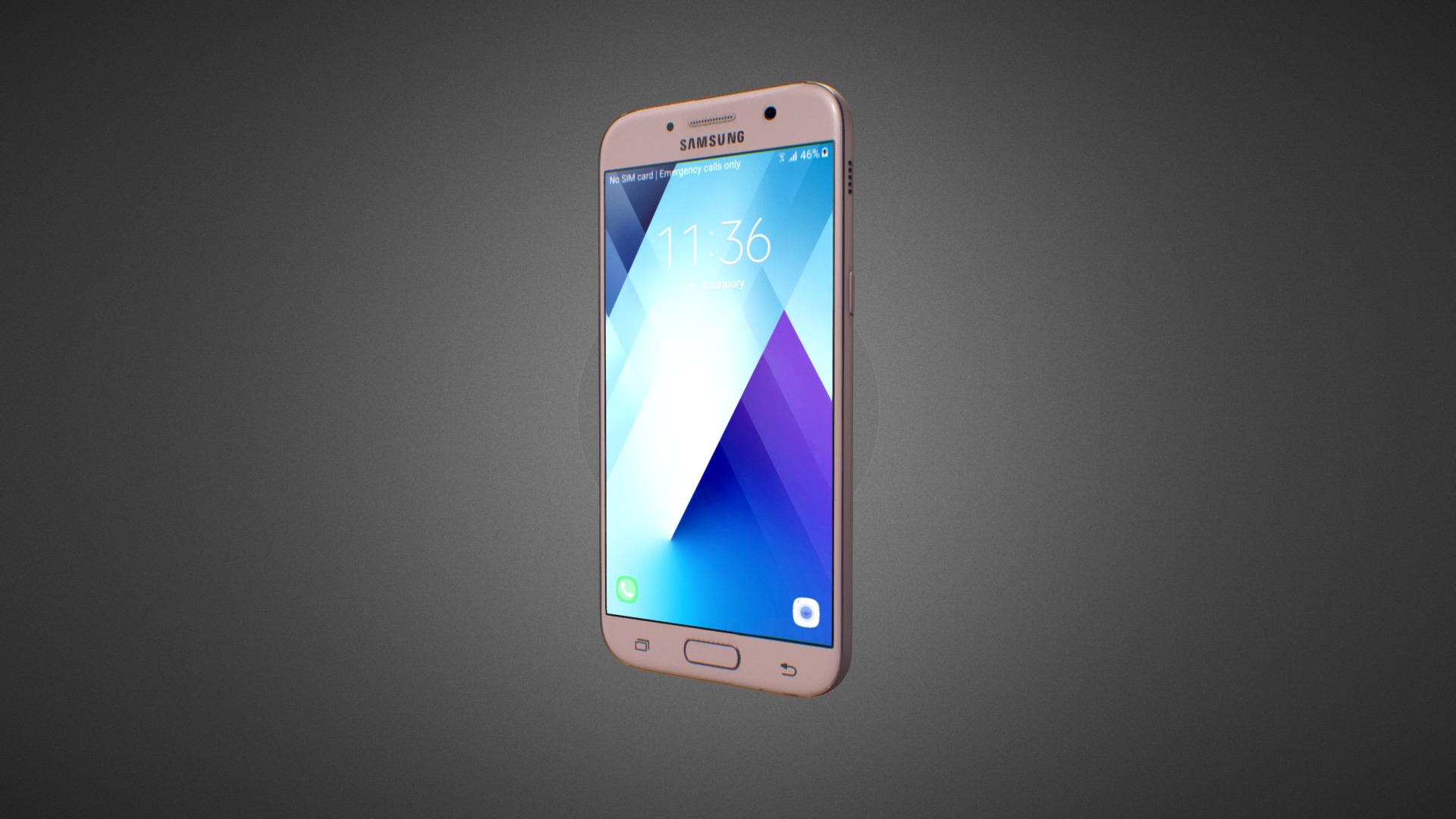 3D model Samsung Galaxy A5 2017 for Element 3D - This is a 3D model of the Samsung Galaxy A5 2017 for Element 3D. The 3D model is about a cell phone with a blue screen.