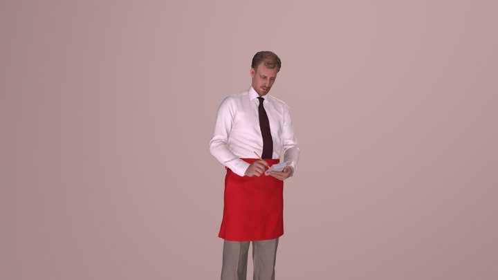 Man Waiter Mistery Noting down an Order 3D Model