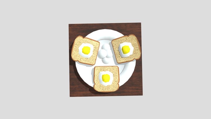 Bread n Egg Breakfast 3D Model