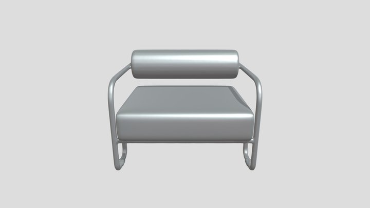 Modern upholstered chair with metal frame 3D Model