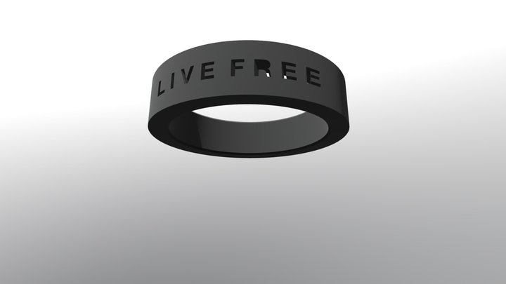 Wooden Ring - "Live Free" 3D Model
