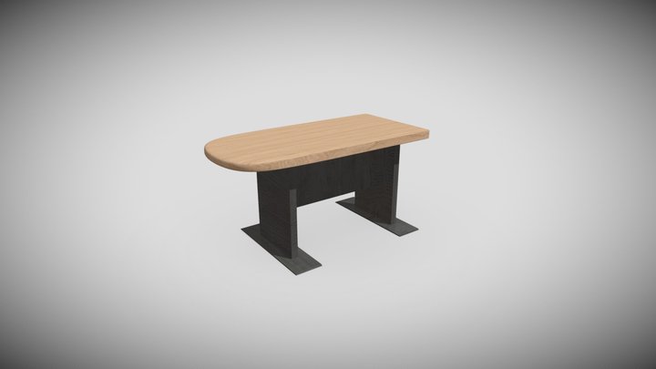 Wooden Computer Desk 3D Model