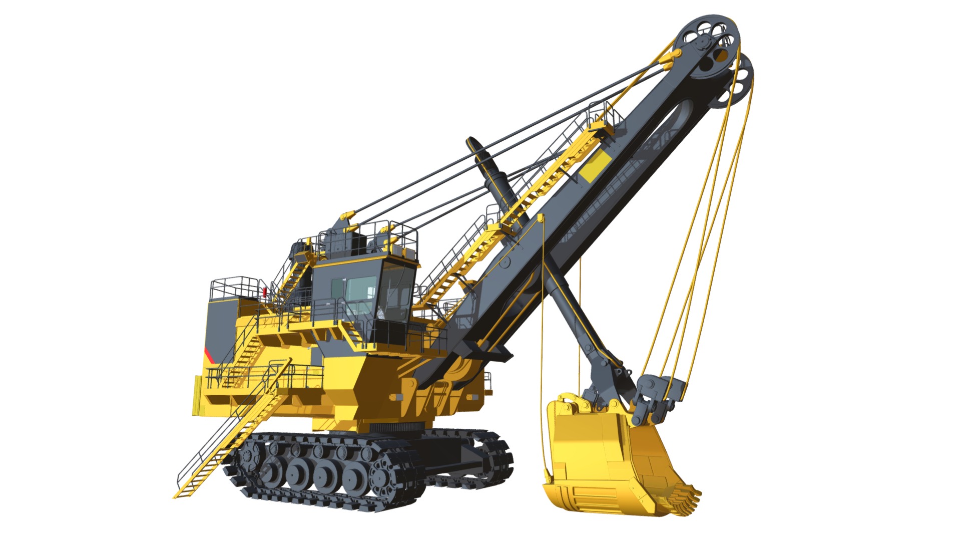 3D model Electric Rope Shovel - This is a 3D model of the Electric Rope Shovel. The 3D model is about a yellow and black machine.