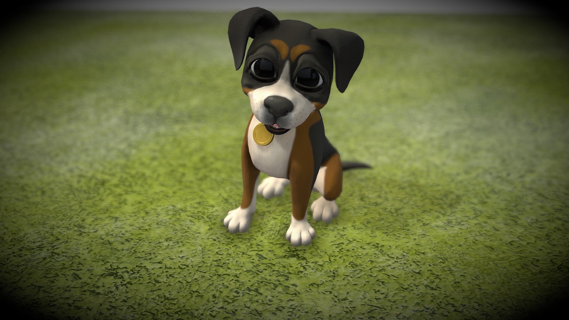 Animated Puppy Plays Jumps Seamless Loop Download Free 3D model by