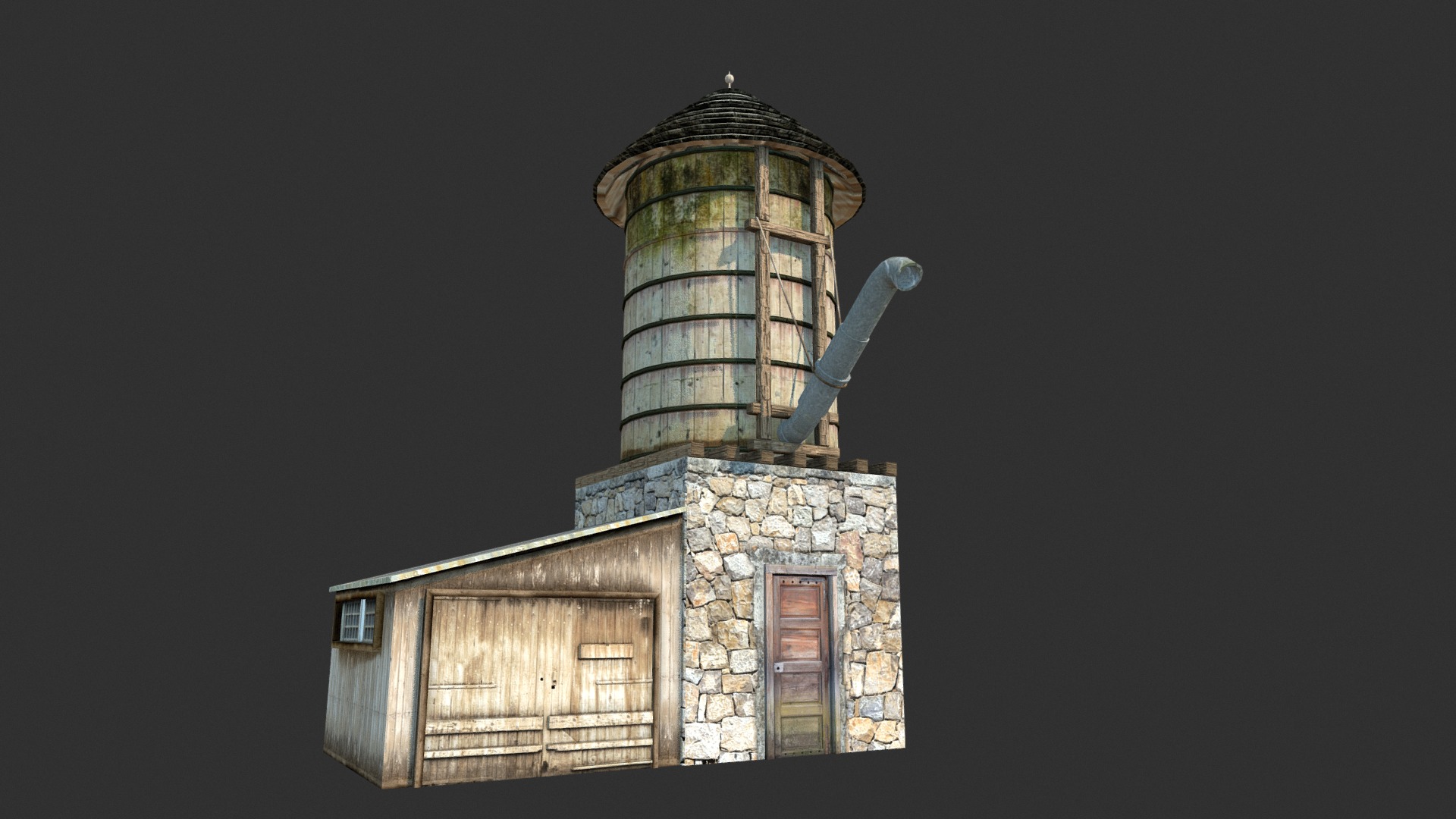 3D model Water Tank  #65 - This is a 3D model of the Water Tank  #65. The 3D model is about a tower with a cylindrical top.