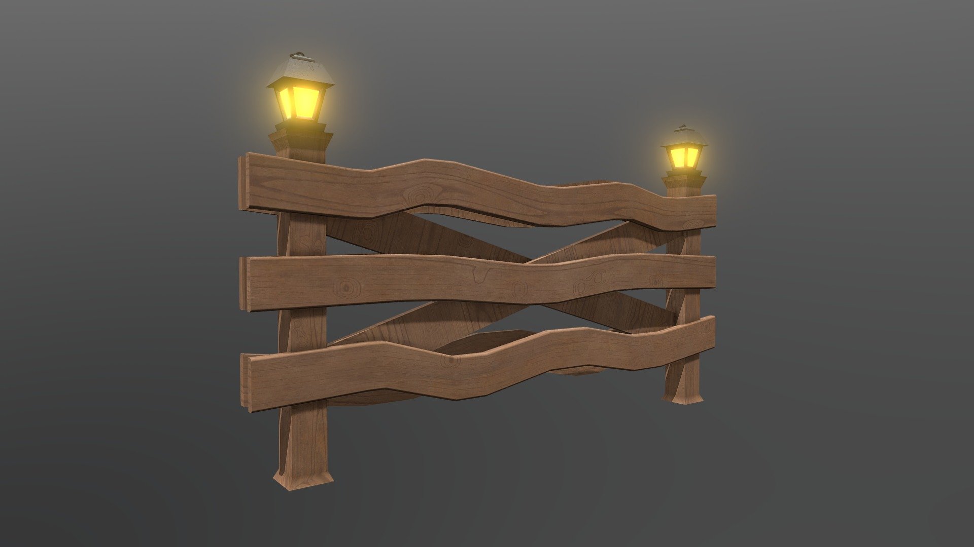 Fence with lantern