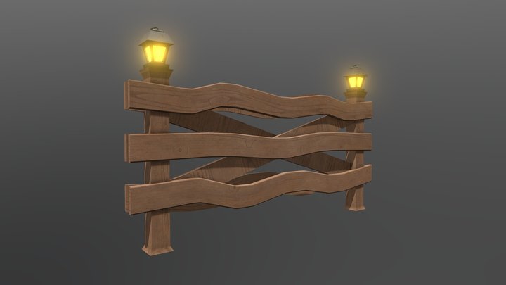 Fence with lantern 3D Model
