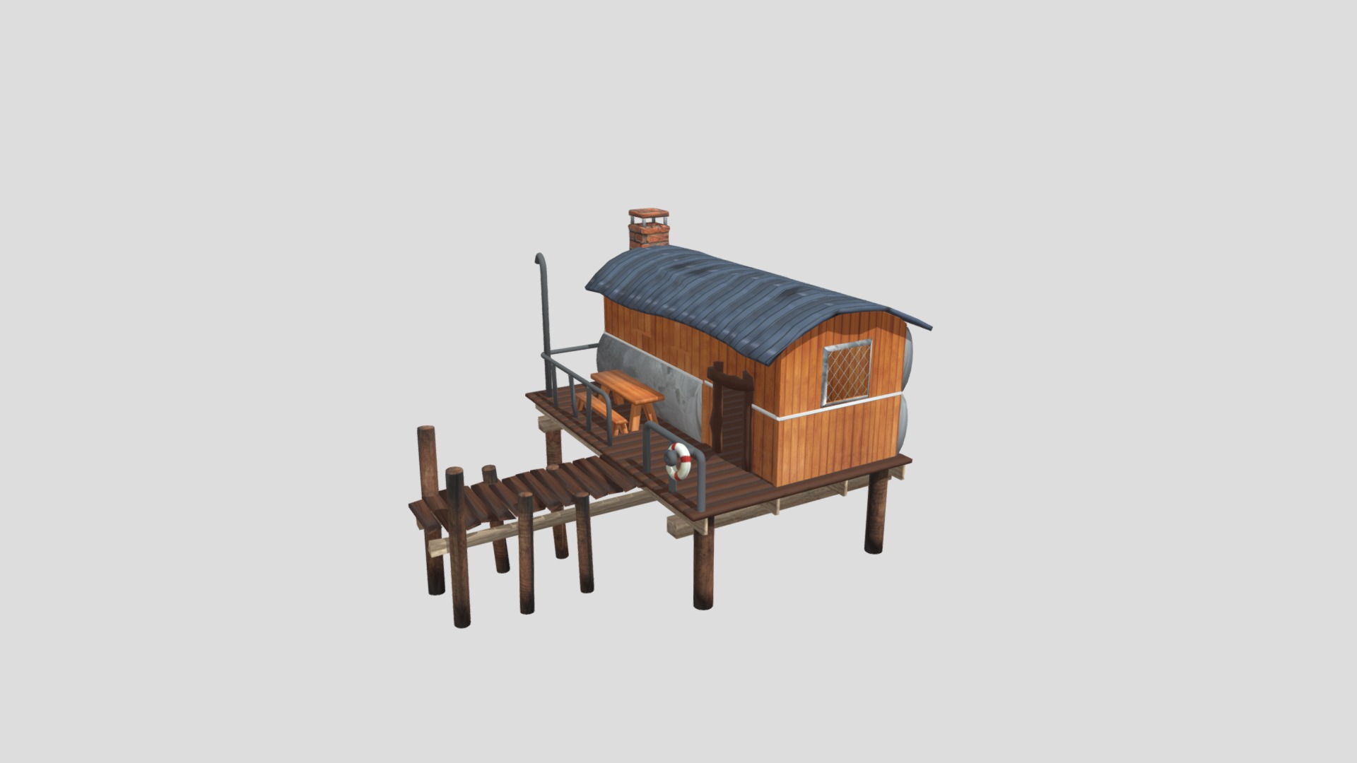 3D model Lake House - This is a 3D model of the Lake House. The 3D model is about a small wooden house.