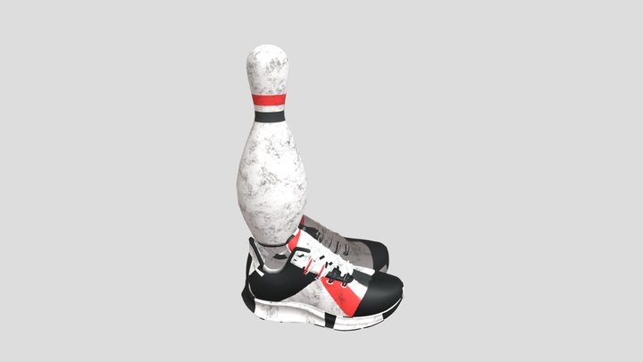 Bowling Pin For Bowling Alley With Shoes 3D Model