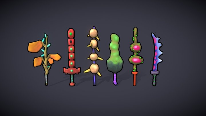 Stylized Fantasy Weapons 3D Model