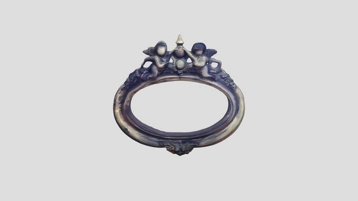 ornate oval picture frame with cherubs 3D Model