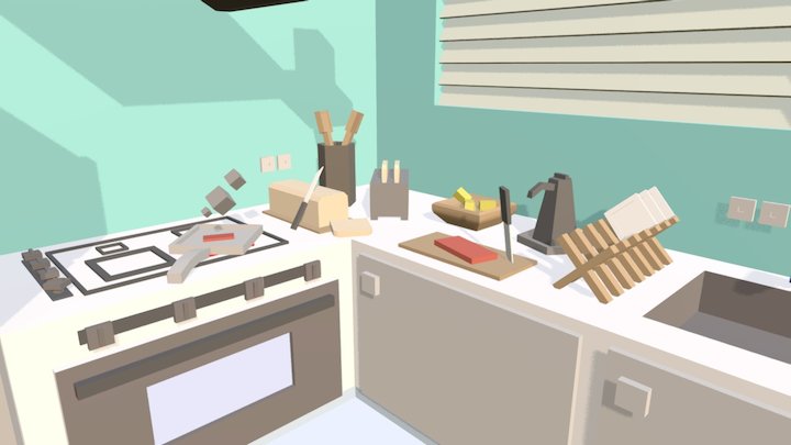 Stylised Low Poly Kitchen 3D Model