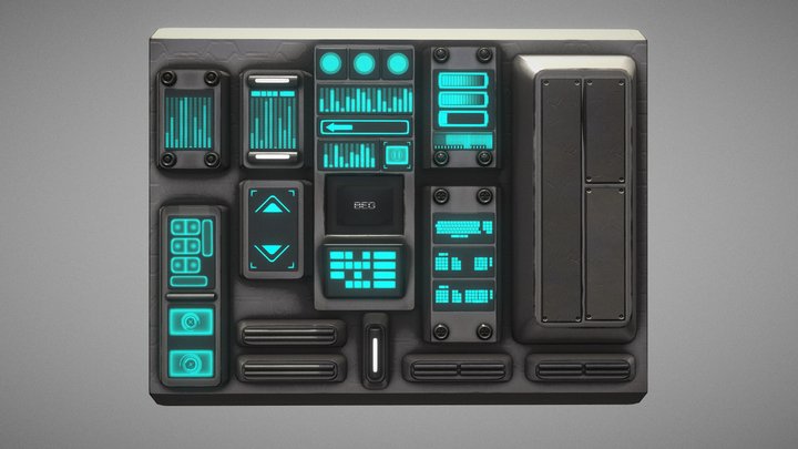 Sci-fi Computer Wall 3D Model