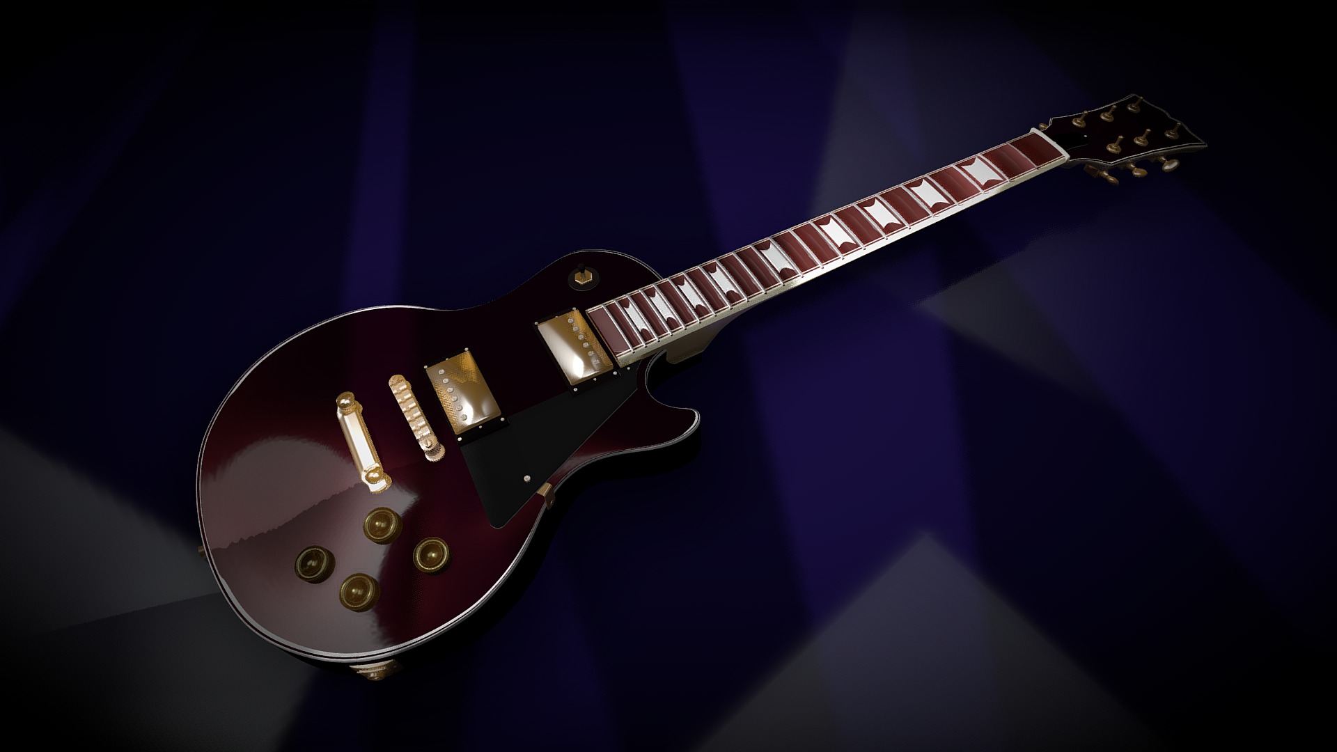 3D model Les Paul Type Guitar BLACK CHERRY - This is a 3D model of the Les Paul Type Guitar BLACK CHERRY. The 3D model is about a close up of a guitar.