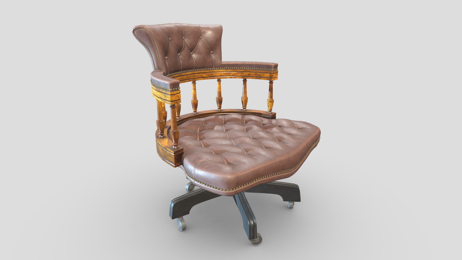 3D model Arm Chair  23 - This is a 3D model of the Arm Chair  23. The 3D model is about a brown leather chair.