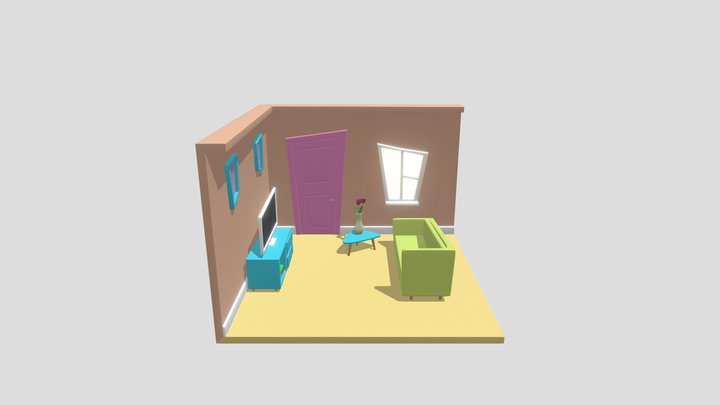 Stylized Living Room 3D Model