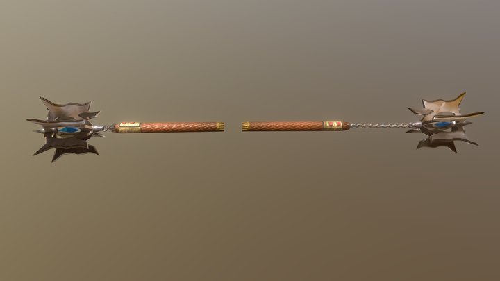 chain mace , bladed staff, axe 3D Model