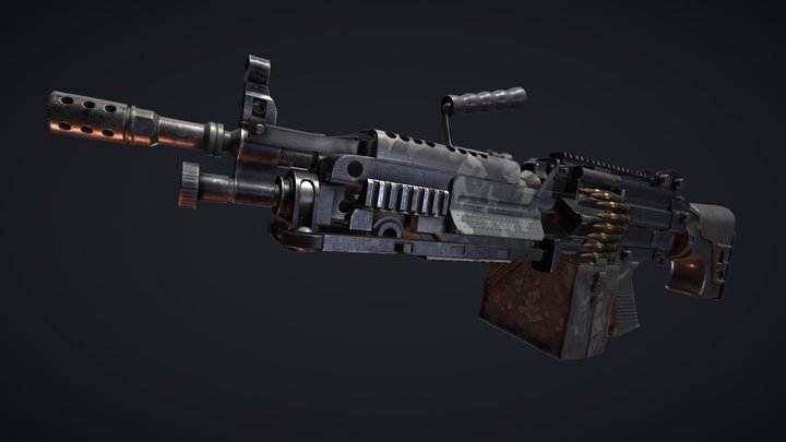 Machine Gun FN Minimi 5.56 3D Model