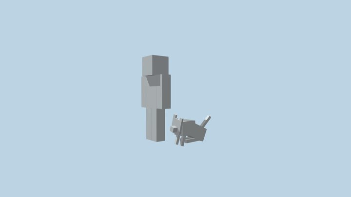 Minecraft Person And Dog 3D Model