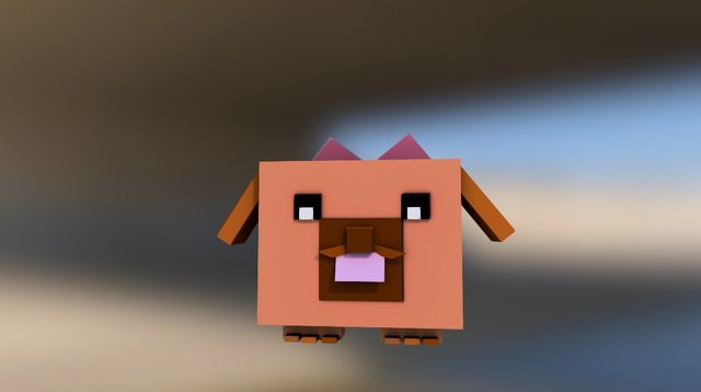 Cute Cubic Dog 3D Model