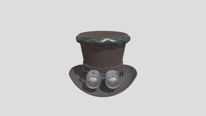 Steam Punk Hat with metallic sunglasses 3D Model