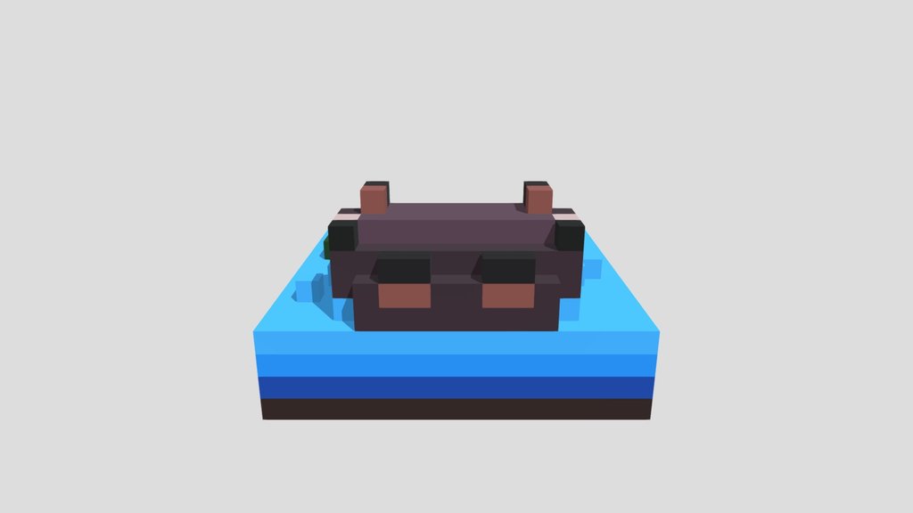Hippo In Water - Voxel 32x32