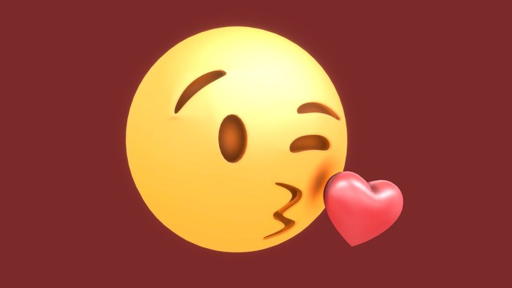 😘Face Blowing a Kiss Emoji Lowpoly 3D Model