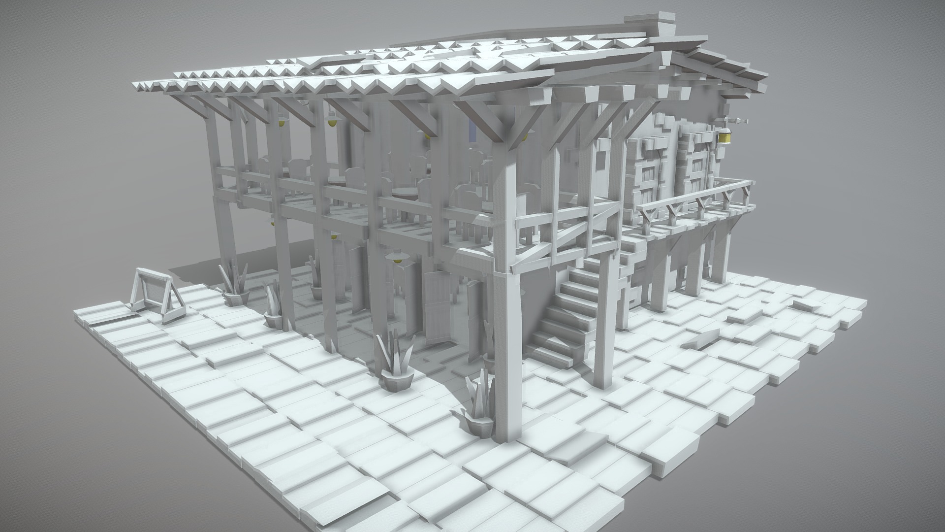 3D model Medieval Restaurant 3d modeling - This is a 3D model of the Medieval Restaurant 3d modeling. The 3D model is about a model of a building.
