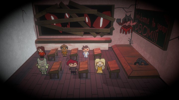 Horror Room with Pixels 3D Model