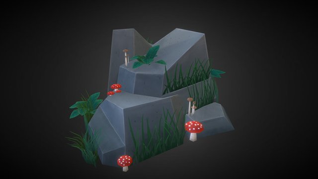 Stone & Vegetation 3D Model