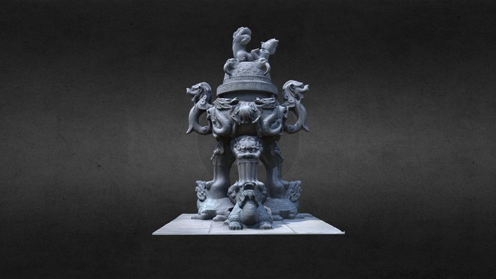 Lư trước tòa nhà trung tâm Chùa Vĩnh Nghiêm 3D Model