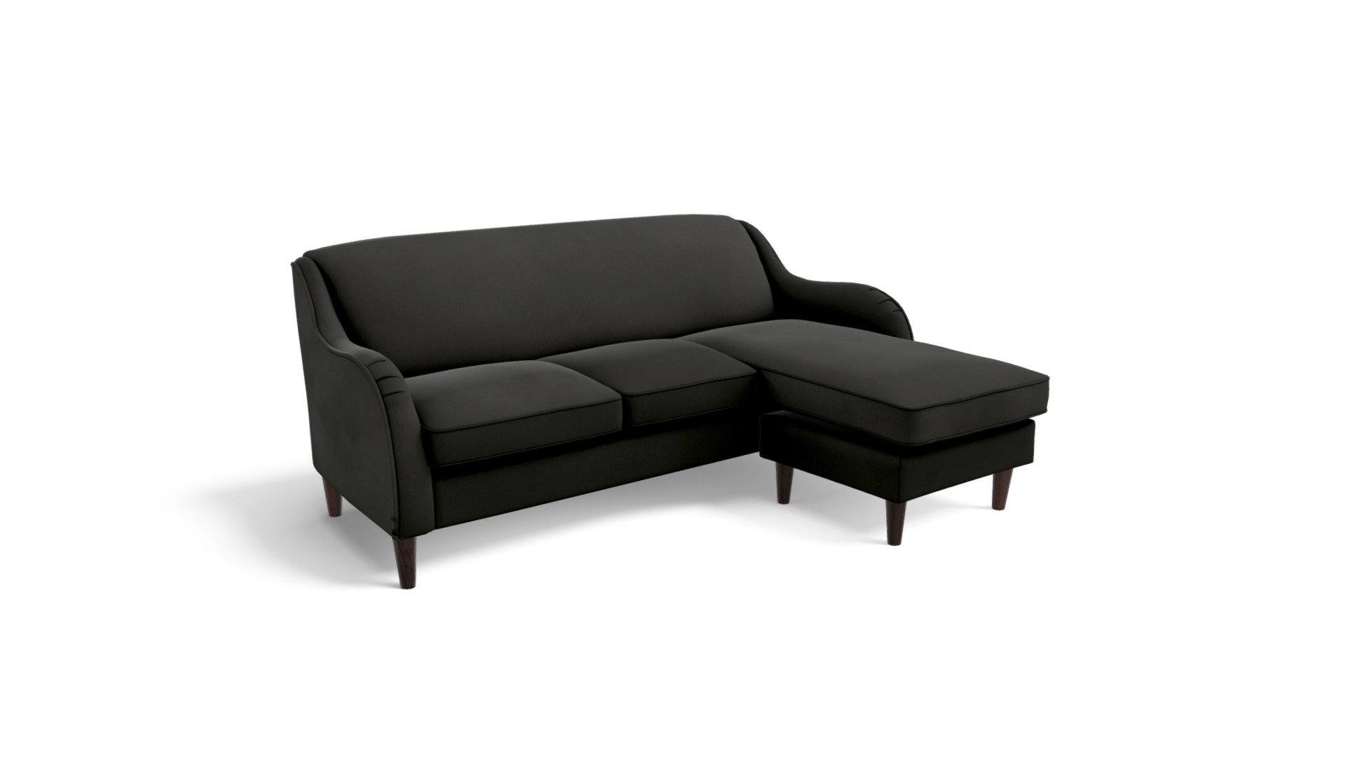 Helena Large Corner Sofa, Plush Asphalt Velvet