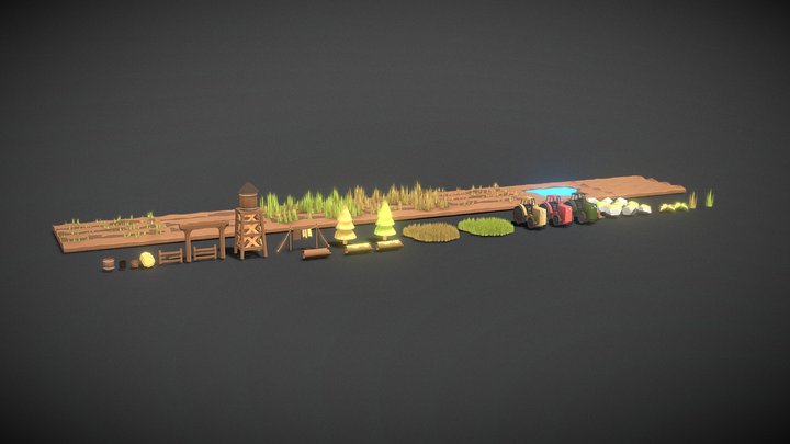 Farm - Low Poly Moduler Pack 3D Model