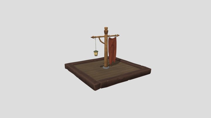 Flag and Lamp Post 3D Model