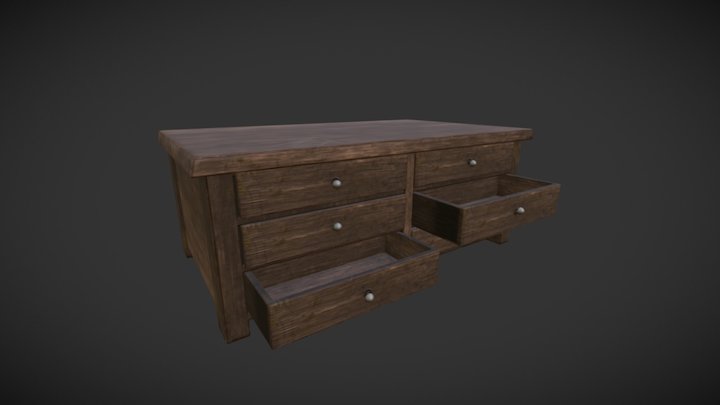 Wooden Desk Drawer - 3D Prop 3D Model