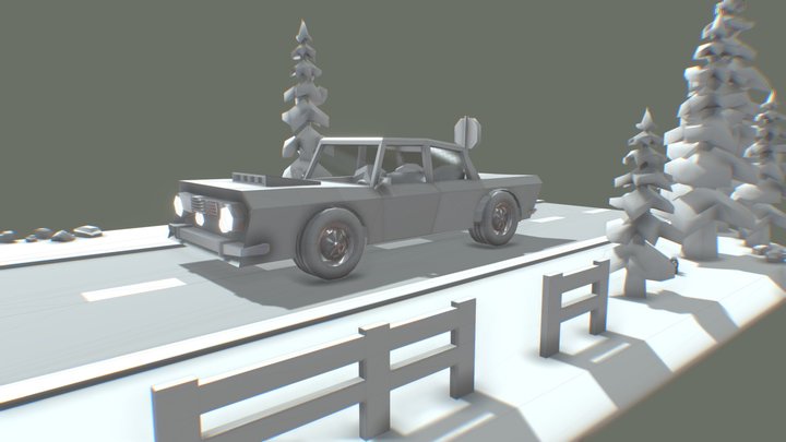 CarOnARoad 3D Model